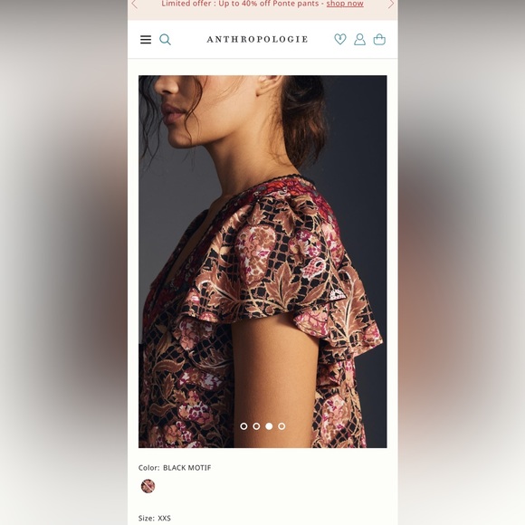 By Anthropologie Ruffled Tunic Dress Black Motif Short Sleeve Mini Size L - Picture 3 of 11